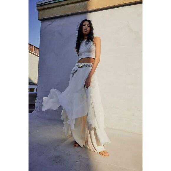 Free People White Midi Skirt - Picture 2 of 9